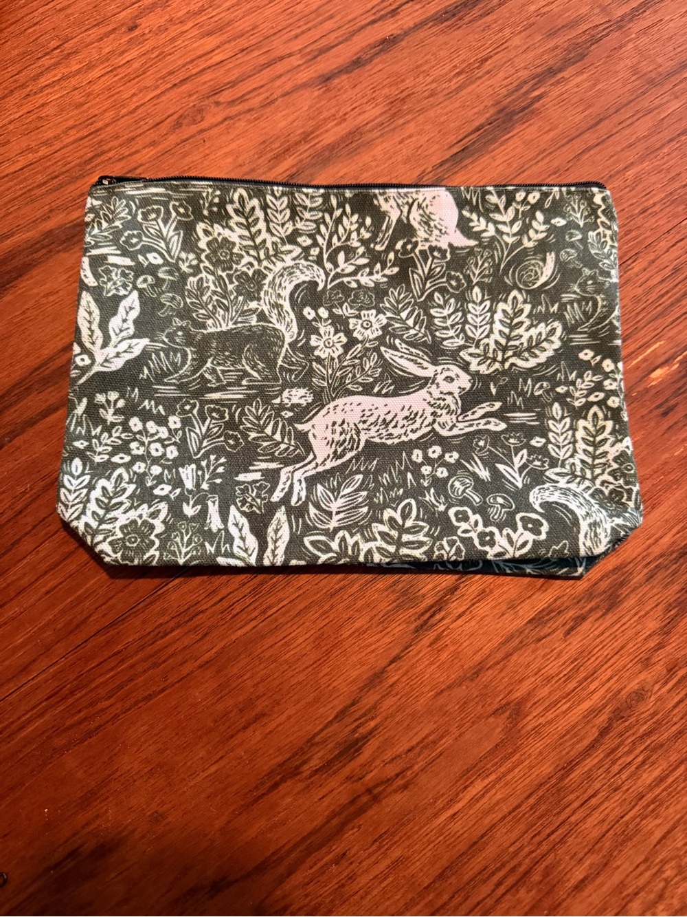 Green Woodland Print Zip Pouch